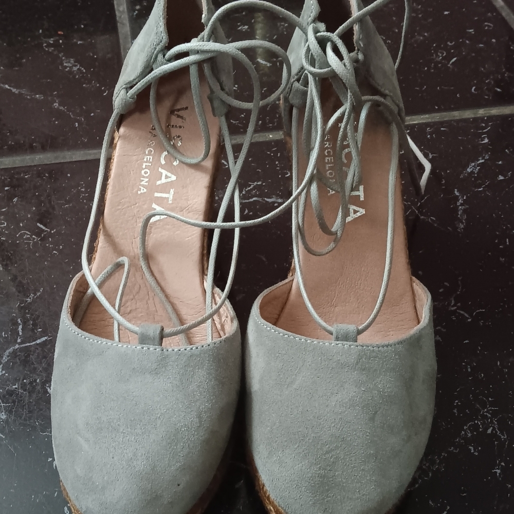 Viscata Barcelona Aro Suede  Wedges Gray Size 41 Lace Up